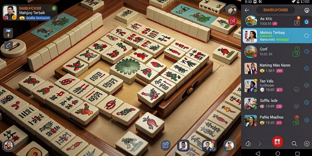Screenshot gameplay BAMBUHOKI88 menampilkan suasana Mahjong yang menarik.