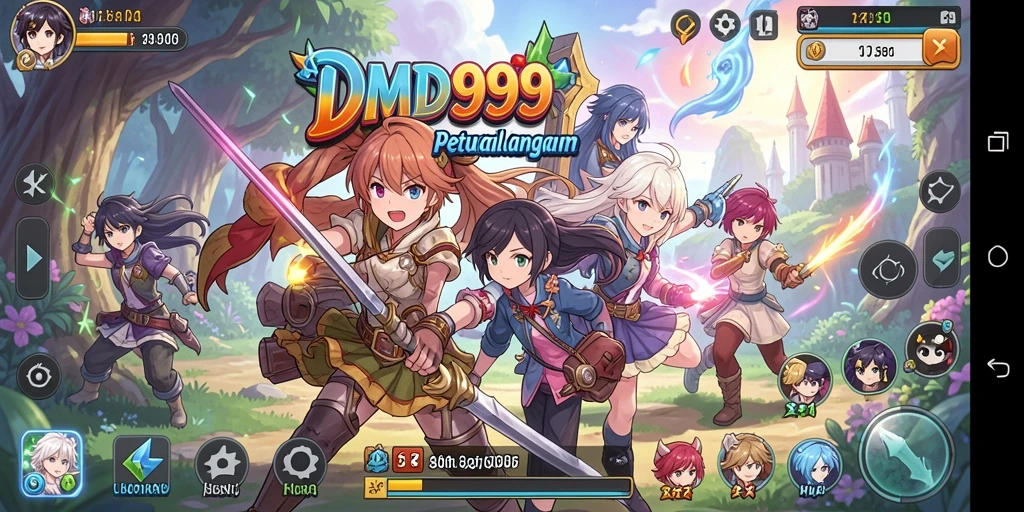Screenshot DMD999 menampilkan pertarungan karakter Anime yang dinamis.