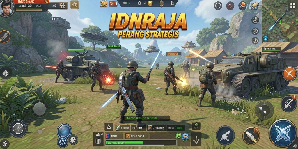 Screenshot IDNRAJA menampilkan aksi perang yang intens dan grafis menawan.
