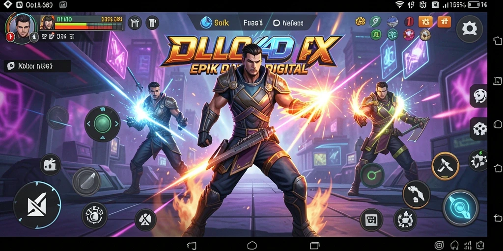 Tangkapan layar menampilkan pertarungan intens di OLLO4D dengan karakter-karakter menarik.