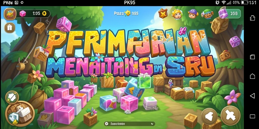 Tampilan gameplay PK95 yang penuh warna dan menantang.