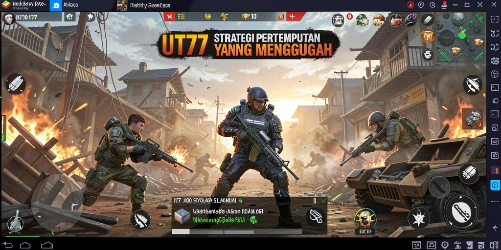 Tampilan gameplay menegangkan dari UT77 yang menunjukkan pertempuran strategis.